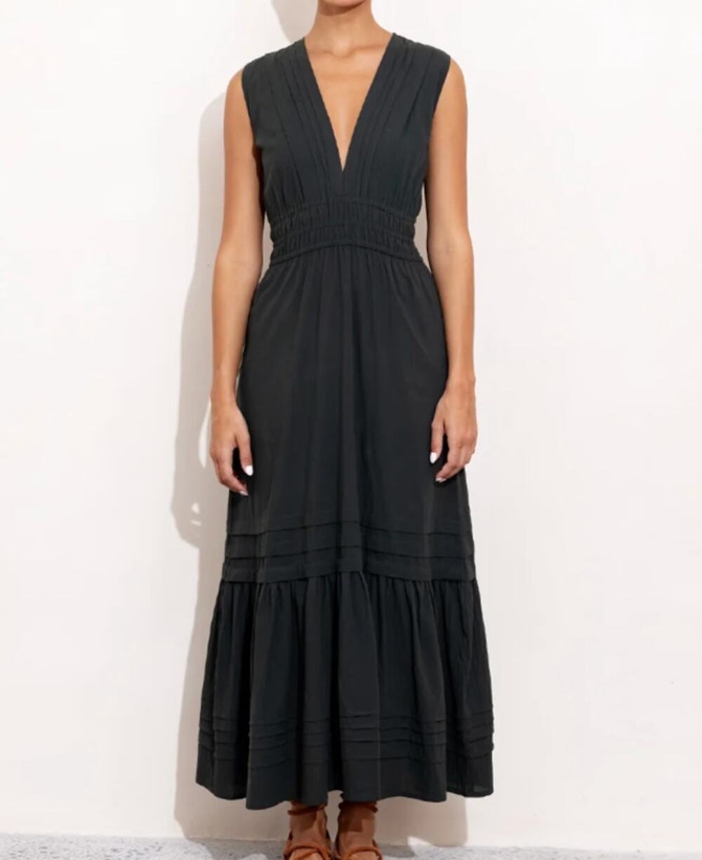 Pampelone Sienna Forest Green Dark Tired Maxi Dress Size Small